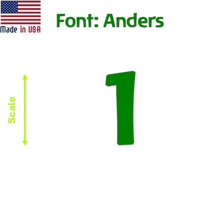 Aacc Self-Adhesive Vinyl Number: 1, Size: 22 cm. Color: Green Font: Anders, 4PK AACC-Anders-N1-Green-M22x4