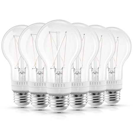 Luxrite Vintage A19 LED Light Bulb 60 Watt Equivalent, 5CCT 2700K 3000K 3500K 4000K 5000K, 6PK LR21680