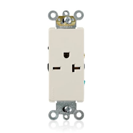 Leviton Plugs&Rcptcls, 20A, 250VAC, Almnd, Nylon 16441-T