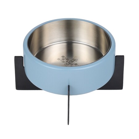 The Licker Store Intersecta Medium Concrete and Stainless Steel Bowl 16oz (2 Cups) with Pet Feeder, Blue/Black DBL3000F