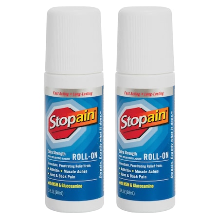 Stopain Extra Strength Topical Pain Relief, 8% Menthol, 3oz Roll On, 2PK 5-852-022