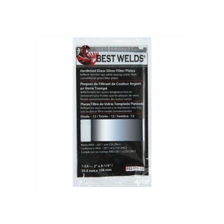 Best Welds Glass Silver Mirror Filter Plate, Silver/12, 4.5 in x 5.25 in, Glass 901-932-117-12