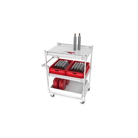 Trilogiq 3-Level Compartment Cart 2 Flanges Per Level With Horizontal Hand Bar. 49C-10