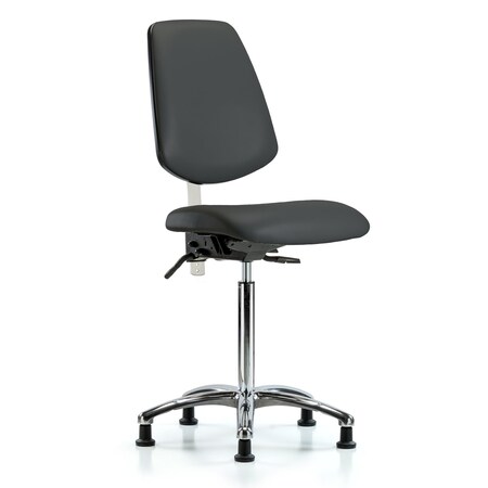 Blue Ridge Ergonomics Clean Room Chair Vin Med Ben Chair, Med, Bk, Gry, CL100, No Arms, 22" to 29" Height, Vinyl, Charcoal BR-NCR-VMBCH-MB-CR-T0-A0-NF-RG-8605