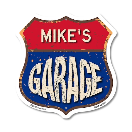 Signmission Mike's Garage, 12 Inch X 12 Inch, Plastic Sign SHI-P-12-383-MIKE