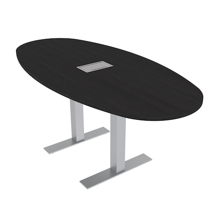Skutchi Designs 6ft Boval Conference Table With Power | Harmony Series | 6 Person Meeting Room Table HAR-BOVL-36X72-T-U999ST19-ESIL