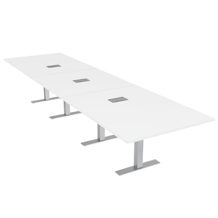 Skutchi Designs 16ft Conference Table W/ Power Unit | 16 Person Modular Rectangular Meeting Table | Harmony Series HAR-REC-48x192-T-W960-ESIL