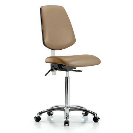 Blue Ridge Ergonomics Clean Room Chair Vin Med Ben Chair, Med, Bk, Taupe, CL100, No Arms, 22" to 29" Height, Vinyl, Taupe BR-NCR-VMBCH-MB-CR-T0-A0-NF-CC-8584