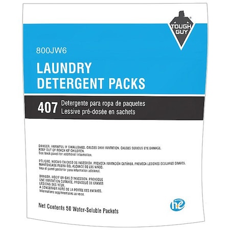 Tough Guy High Efficiency Laundry Detergent, Pacs, Unscented, Clear 800JW6