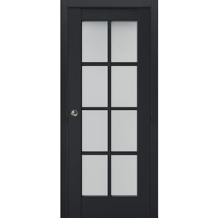 Sartodoors Sliding French Pocket Door with Frosted Glass 28x84 Solid Core Modern Interior VEREGIO7412PD-ANT-28 x 84