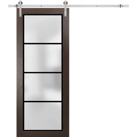 Sartodoors Sturdy Barn Door Frosted Tempered Glass Planum 2132 28x80 Solid Core Modern Interior PLANUM2132BD-S-CA-28 x 80