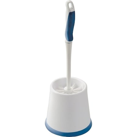 Simple Spaces Toilet Bowl Brush with Caddy, 1 in L Trim, PP/PVC Bristle, 15 in L Brush, Plastic Holder YB34883L
