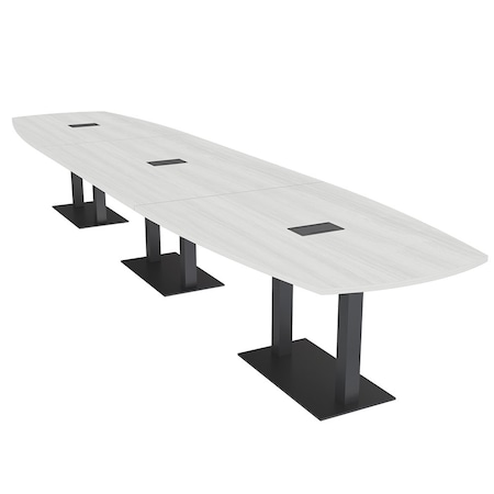 Skutchi Designs Arc Boat Conference Table, 45 in W, 144 in L, White HAR-ABOT-48x144-DOU.BK-WA7976-EBLK