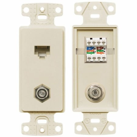 Hubbell Wiring Device-Kellems Wall Plate and Jack, Cat 5e/F-Type, Lt Al NS785LA