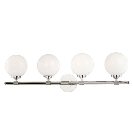 Hudson Valley Lighting Bowery 4 Light Bath And Vanity 32.75 In. Polished Nickel 3704-PN