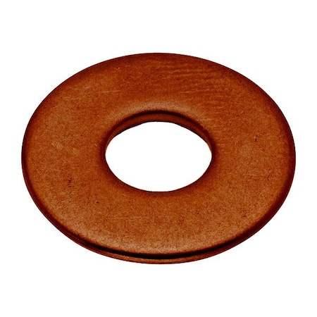 Zoro Select Flat Washer, For Screw Size 1/4 in , Copper Plain Finish, 5 PK WASB14RCU