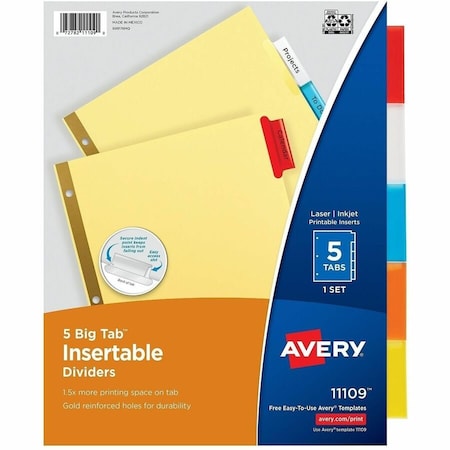 Avery Dividers, Insert, 5-Tab, Multi AVE11109