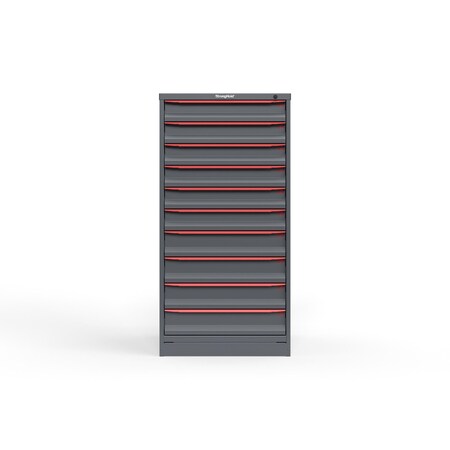 Strong Hold 10 drawer cabinet - (6x 4ft, 4x 5ft) - Red accents - Keyed Different S3060-PPDAS-1003DS