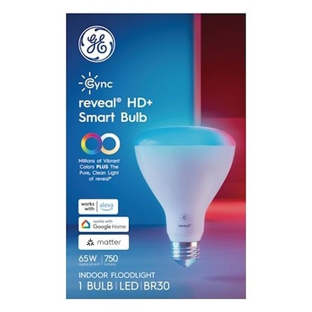 Ge Cync reveal Smart Light Bulb, 9.5 W, Wi-Fi Connectivity: Yes, App, Voice Control, Medium Lamp Base 93131801