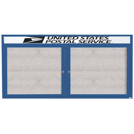 Aarco Outdoor Enclosed Bulletin Board w/ Al Frame Header, Powder Coated Blue, Neutral 36''Hx72''W ODCC3672RHB