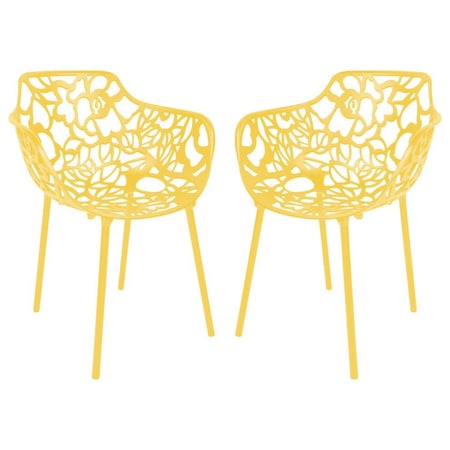 Leisuremod Modern Devon Aluminum Armchair, Yellow, 2PK DCA23Y2
