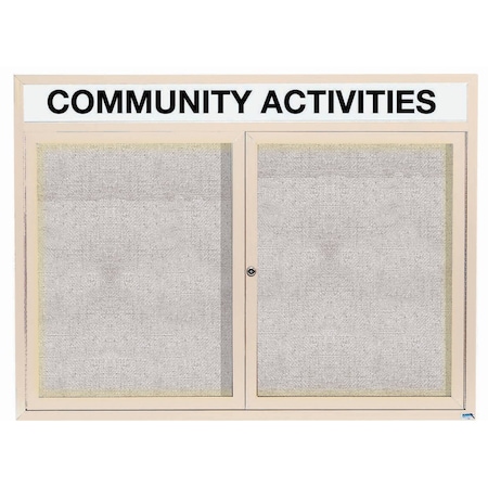 Aarco Illuminated Outdoor Enclosed Bulletin Board w/ Al Frame Header, Powder Coated Ivory, 36''Hx48''W ODCC3648RHIIV