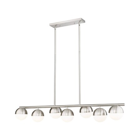Z-Lite Realm Sphere 7 Light Linear Chandelier, Brushed Nickel, 54 In W 7517-7L-BN