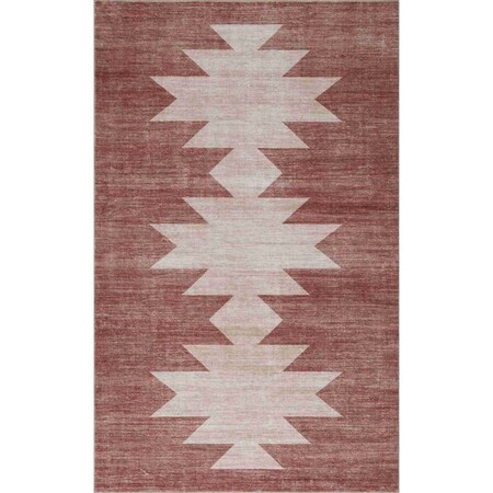 Jonathan Y Peyton Minimalist Geometric Totem Non-Slip Machine-Washable Rose Clay/Cream 9 ft. x 12 ft. Area Rug WSH510K-9