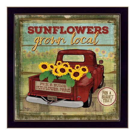 Homeroots Sunflowers From the Farm 1 Black Framed Print Wall Art 405443