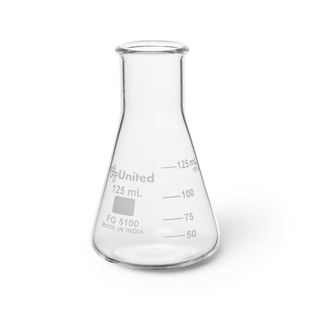 Zoro Select Erlenmeyer Flask, 125 mL, 117 mm H, PK12 FG5100-125