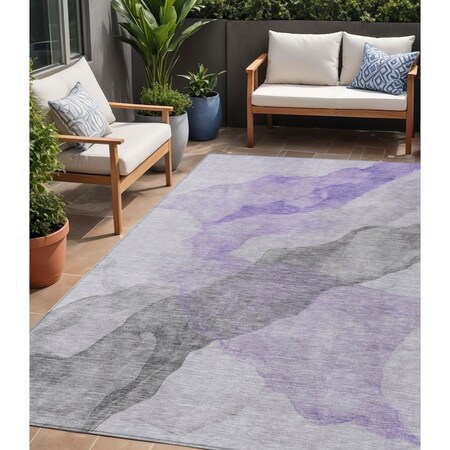 Homeroots 5' X 8' Lavender And Gray Abstract Washable Indoor Outdoor Area Rug 631834