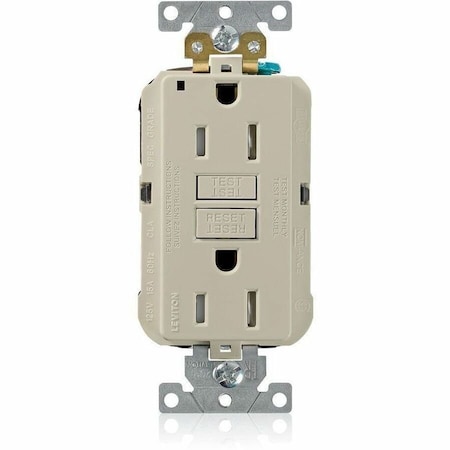 Leviton Self-Test GFCI Receptacle, Lev-Lok, 15 Amp, 125 VAC, 5-15R NEMA MGFT1-I