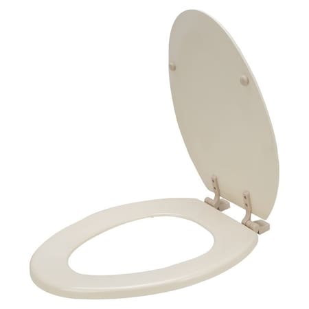 Prosource Toilet Seat, Elongated, MDF Molded Fiberboard, Bone, Plastic Hinge T-19WM-B-3L