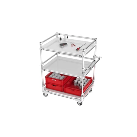 Trilogiq 3-Level Shelf Cart 3 Flanges Per Level With Horizontal Hand Bar. 49A-2