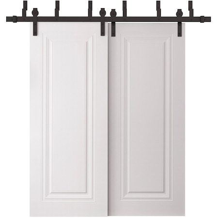 Sartodoors Sliding Closet Barn Bypass Doors 56 x 84 inches, BASIC 9111 White, 6.6ft Rails Hardware Set, Wood BASIC9111BBB-SKIN-5684