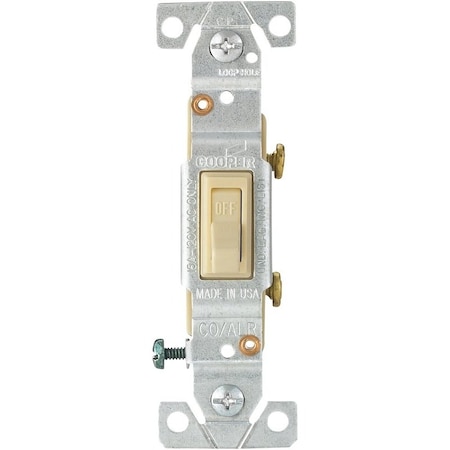 Eaton Wiring Devices 5221V7VBU Toggle Switch, 15 A, 120 V, Screw Terminal, Ivory 5221-7V-BU