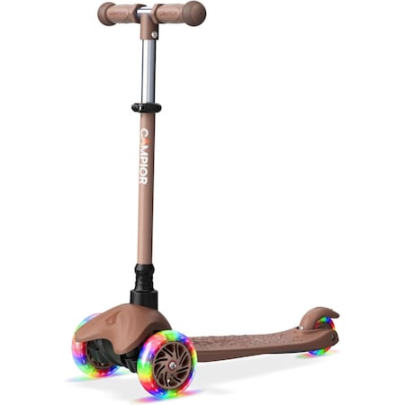 Campior Brown 3-Wheel Kids Scooter, LED Wheels, Adjustable Handlebar, Anti-Slip Deck, Ages 2+ CAMKSBRN7