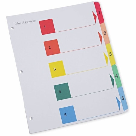 Universal One Table of Contents Dividers, Assorted Color 5-Tab, 1-5, Letter, White, 6/Pack UNV24800***