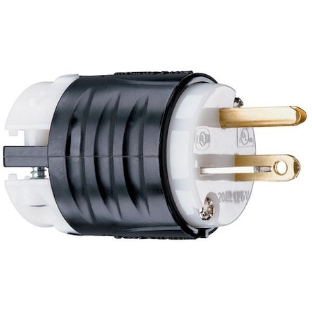 Legrand Straight Blade Plug, 1 hp, 20 A, Black PS5366X