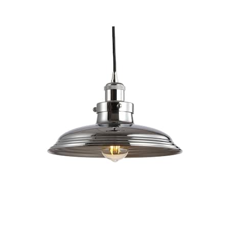 Jonathan Y Bedford 11" Adjustable Iron Industrial Rustic LED Pendant, Chrome JYL9529B