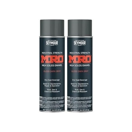 Seymour Midwest MRO Industrial High-Solids Spray Paint, ANSI 49 Dark Gray, 16 oz, 2PK 6201417-2