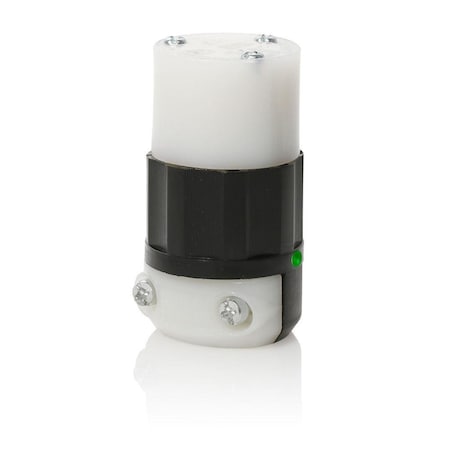 Leviton Straight Blade Connector, 6-20R, 20 A, 250V AC, 2 Pole, 3 Wire, Screw Terminals, Black, White 5469-PLC