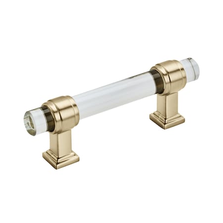 Amerock Glacio 3 in 76 mm Center-to-Center Clear/Golden Champagne Cabinet Pull BP36659CBBZ