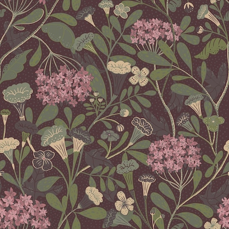 A-Street Prints Hybbe Purple Garden Wallpaper 2999-55024