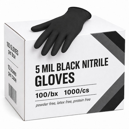 Approved Vendor 5Mil Black Nitrile Gloves SMALL, 1000PK BPBLK5MILBNitrileSC