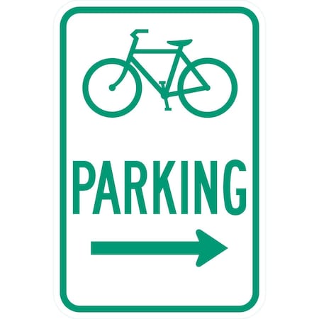Lyle D4-3R, (Bike Sym) Parking --->, 12x18, Diamond Grade, White G-2990-DG_12x18