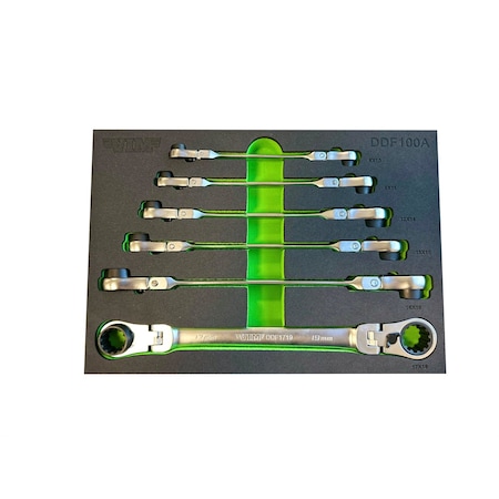 Vim Tools 6 Piece Double Deep Spline Flex Head Ratcheting Wrench Set - Metric DDF100A