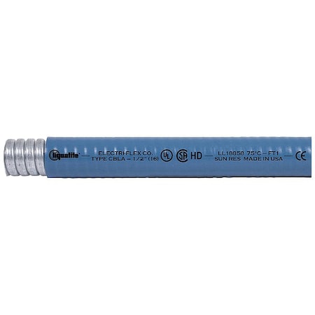 Liquatite Liquid-Tight Flex Metal Conduit, 1-1/2 in Trade Size, 50 ft, 4-1/2 in Bend, Steel, Black ZHLA-15