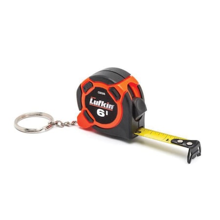 Crescent MINI KEYCHAIN TAPE MEASURE, 6 FT L X .5 W BLADE, STEEL BLADE, 1/16 IN CS8506