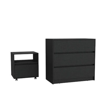 Homeroots Two Piece Black Bedroom Set 526355